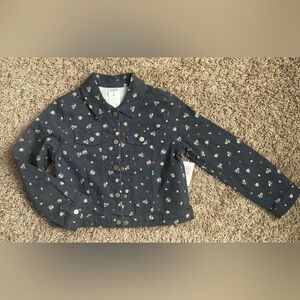 365 Kids by Garanimals Girls Twill Button Up Jacket Flower Pattern Size: 8